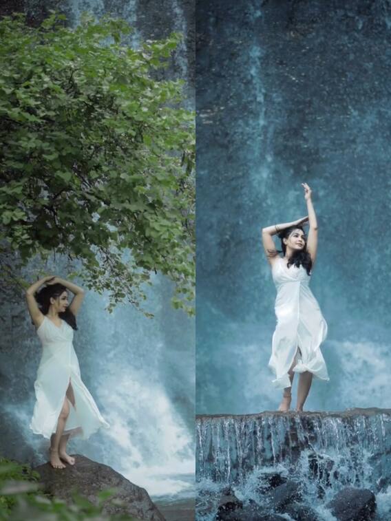 झरने के नीचे शुभांगी अत्रे का सिजलिंग लुक