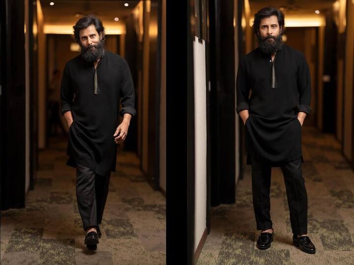 Vikram Photos : பொன்னியின் செல்வன் ப்ரமோஷன்! ஆதித்த கரிகாலனாக மாறிய விக்ரம்!