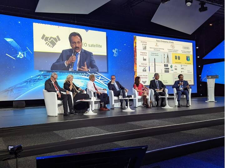 The IAC 2022 theme is Space for @all. The objective is to reach beyond the space community and bring together all communities to offer great opportunities for networking and forging new contacts and potential partnerships.  At the IAC 2022, Dr S Somanath, Chairman of ISRO, highlighted the Indian space agency's plans to send astronauts into orbit. He stated that the human-rated launcher for the Gaganyaan Programme is ready. However, the development of the Gaganyaan crew capsule and its escape system is proving to be more challenging, he added.  Somanath also said that India is seeing a great increase in space startups, and that several companies are building small satellites. (Photo: Twitter/@ISRO)