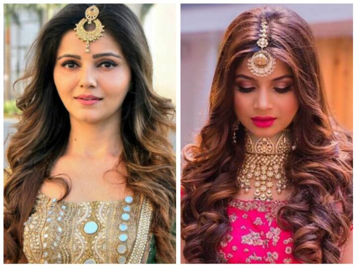 करवाचौथ पर अगर आप मांग टीका पहनना चाहती हैं तो इस तरह के कर्ल हेयर बहुत सुंदर लगते हैं. आप ऐसा स्टाइल बनवा सकती हैं.