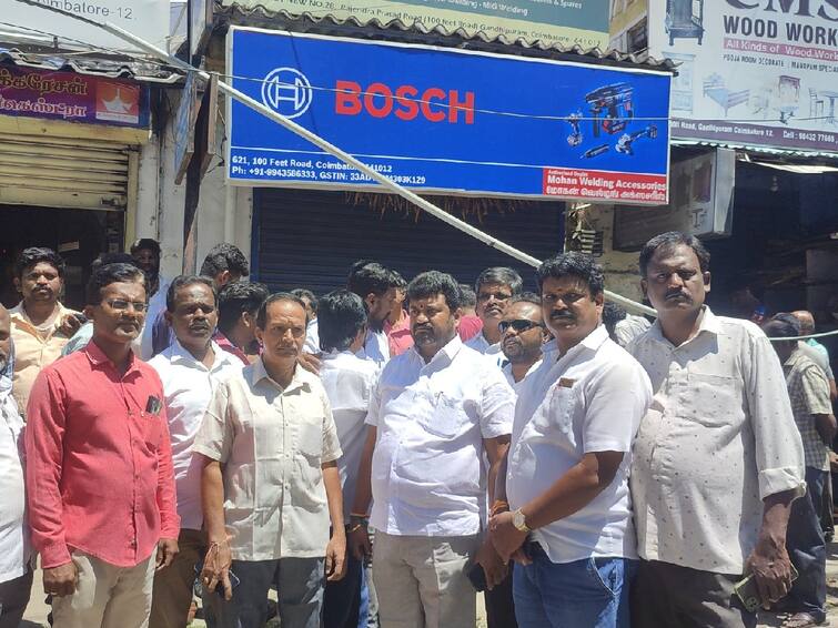 Petrol bomb hurled at BJP executive's shop in Coimbatore கோவை பாஜக நிர்வாகி கடை மீது பெட்ரோல் குண்டு வீச்சு ; தொடர் சம்பங்களால் பதற்றம்