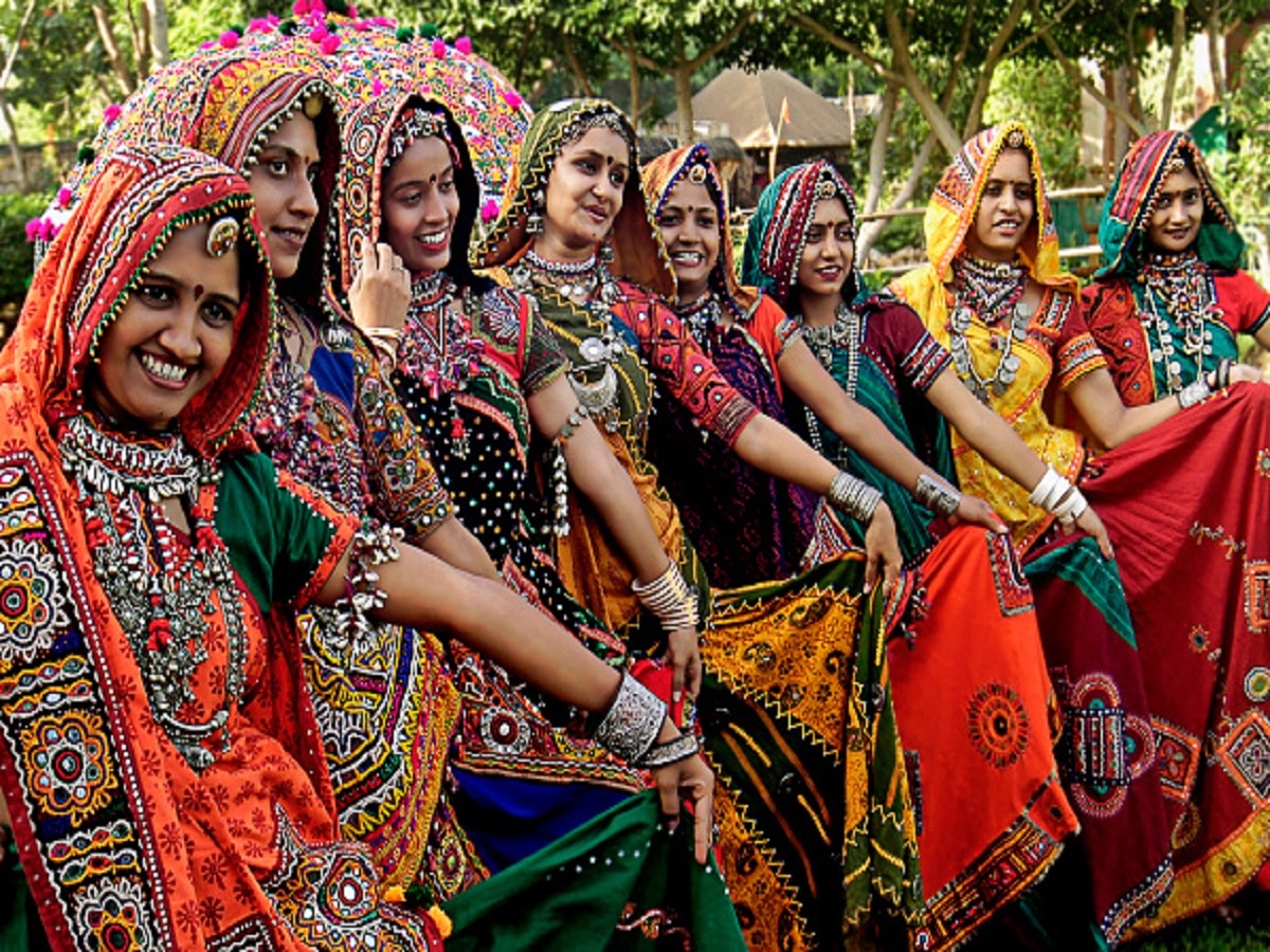 Embroidered Garba Dress Khadi Cotton Navratri Special - Vasangini