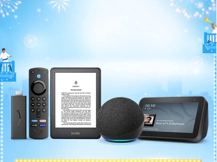 Amazon Great Indian Festival Sale Echo Dot Fire TV Stick Echo Show 5 Kindle Paperwhite On Amazon All Alexa Device अमेजन ग्रेट इंडियन फेस्टिवल सेल में एलेक्सा स्पीकर, फायर स्टिक और किंडल 75% डिस्काउंट पर खरीदने का मौका!