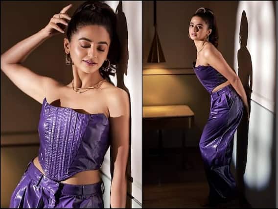 Pics: 'Beauty Queen' Helly Shah flaunts her purple leather look.  Fans were blown away by the pictures.....