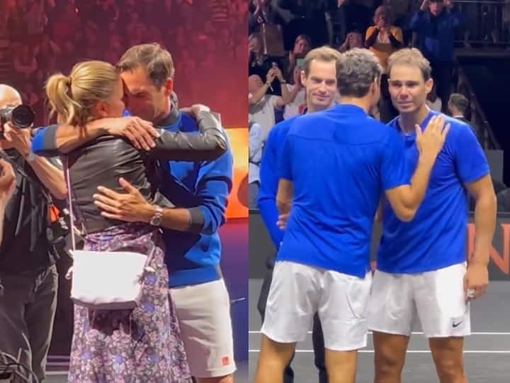 Roger Federer bids teary farewell to tennis career, longtime rival Nadal weeps too Roger Federer Farewell: કરિયરના અંતિમ મુકાબલામાં ધ્રુસકે ને ધ્રુસકે રડ્યો ફેડરર, નડાલ પણ ન રોકી શક્યો આંસું