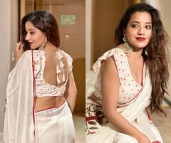 Monalisa Photos : लाजरा अन् साजरा मुखडा... भोजपुरी अभिनेत्री मोनालिसाच्या दिलखेचक अदा, साडीतील फोटोंनी वेधलं लक्ष