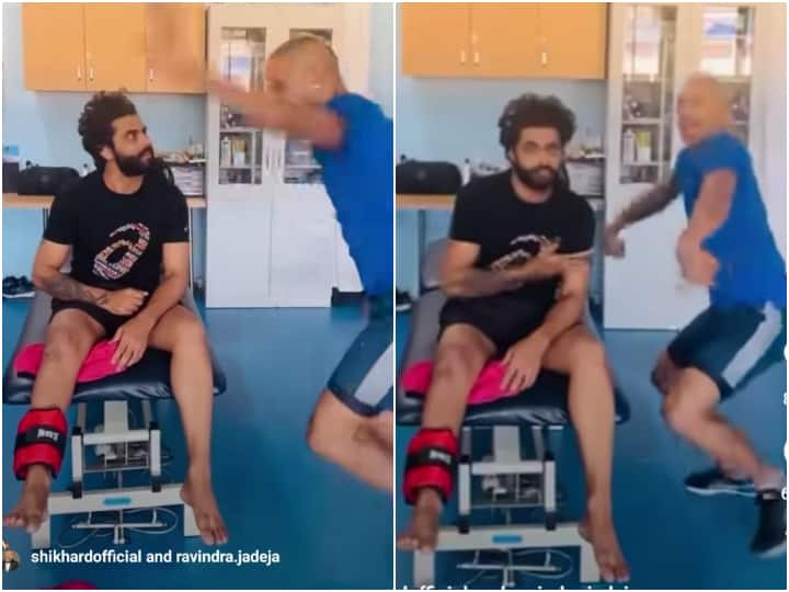 Ravindra Jadeja Shikhar Dhawan Instagram Viral Funny Video Ravindra Jadeja Suggests Shikhar Dhawan To Get Married 'Iski Shaadi Karwa Dijiye': Ravindra Jadeja Suggests Dhawan To Get Married In Hilarious Insta Reel - WATCH