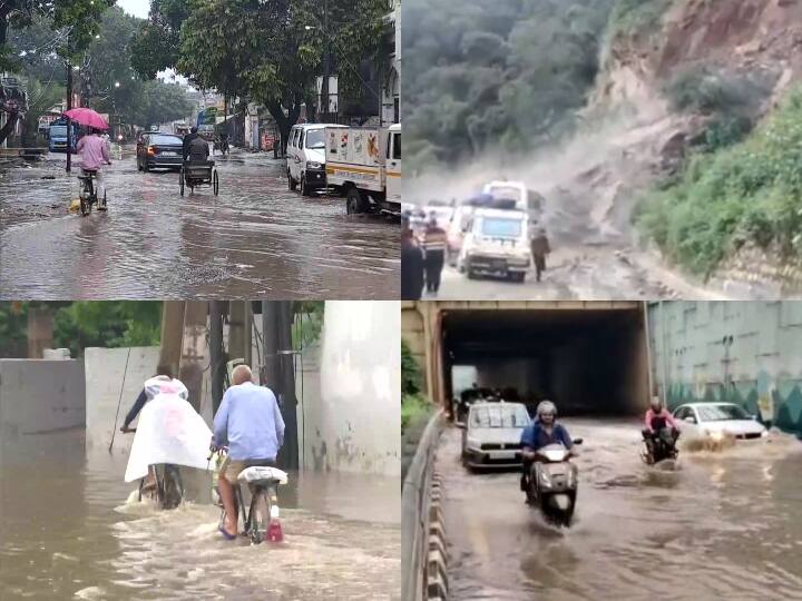 India Weather IMD Rainfall Alert in Delhi UP Waterlogging in Delhi-NCR Landslide in Uttarakhand Rainfall: मैदान से पहाड़ों तक आसमानी आफत, पानी-पानी हुआ दिल्ली NCR, पिथौरागढ़ में लैंडस्लाइड- देशभर के मौसम का हाल