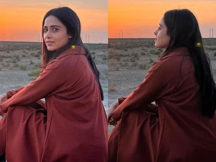 Talent Powerhouse Nushrratt Bharuccha shares a stunning picture of herself as she enjoys the mesmerising view of the sunset from Uzbekistan, where the actress is currently shooting for her next film.