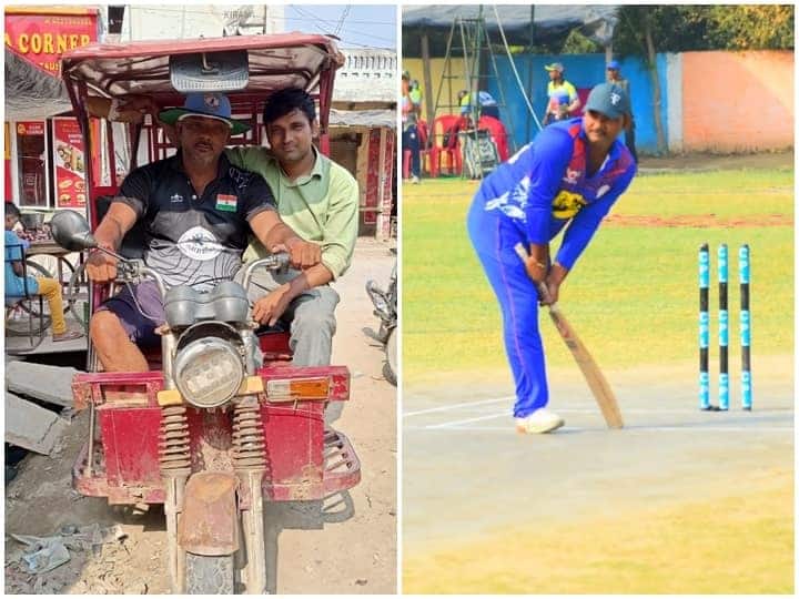 Disabled cricketer Raja Babu Sharma is forced to drive an e-rickshaw after the Uttar Pradesh Handicapped Cricket Association was dissolved during the Covid pandemic मिलिए विकलांग क्रिकेटर राजा बाबू शर्मा से, दिन में चलाते हैं ई-रिक्शा और शाम में खेलते हैं क्रिकेट