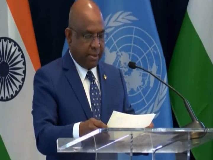 UN India event Maldives FM begins address on a special note bharat ko badhai a good neighbor UN-India Event: मालदीव के वित्तमंत्री ने संयुक्त राष्ट्र के मंच से हिंदी में किया संबोधित-'भारत को बधाई'