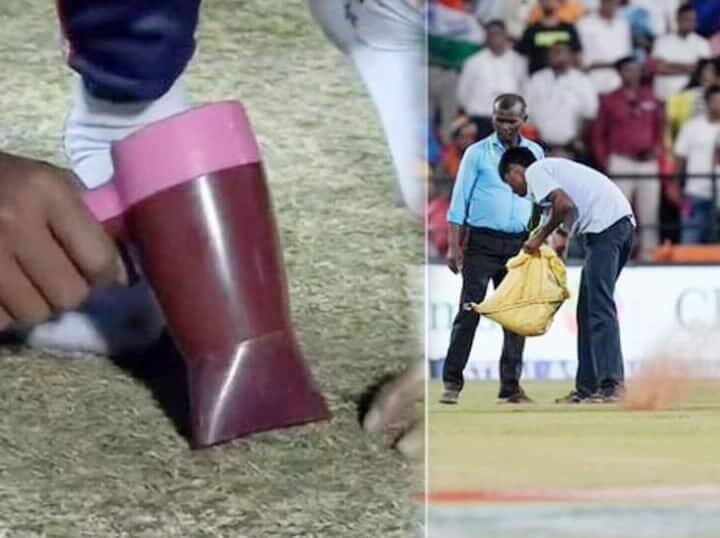  India Australia used a hairdryer to dry pitch Vidarbha Cricket Association Stadium in Nagpur ahead of second T20 match   Video: नागपुरात खेळपट्टी कोरडी करण्यासाठी वापरलं चक्क हेअर ड्रायर! बीसीसीआयवर चाहत्यांचा संताप 