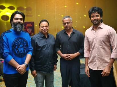 VTK Success Meet Sivakarthikeyan Mahat at Simbu Vendhu Thanindhathu Kaadu Success Party VTK Success Meet:  மஜா ஆகயா.. கெளதம், சிம்புவுடன் சிவகார்த்திகேயன்..VTK சக்சஸ் பார்ட்டியில் ஜமாய்!