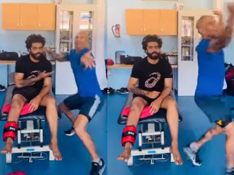 Shikhar Dhawan Dancing in front of Ravindra Jadeja in Gym goes viral in instagram Watch Video: டிங்கு டிங்கு டிங்குடாங் டிங்குடாங்.. ஜடேஜா முன்பாக நடனமாடிய தவான் வைரல் வீடியோ..