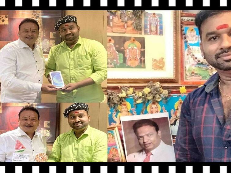 VTK Producer vels film international ishari k ganesh gifts iphone to cool suresh Cool Suresh: கூல் சுரேஷிற்கு ஐபோன் கிஃப்ட்... பூஜை அறைக்கு வந்த ஐசரி கணேஷ் போட்டோ!