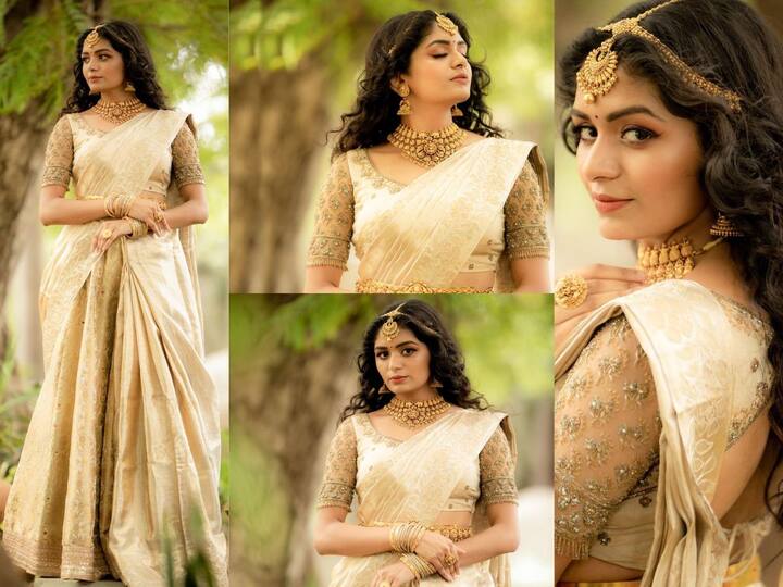 Aditi shankar latest photos: Aditi shankar : தங்க நிற ஆடையில் தங்க மகளாய் ஜொலிக்கும் அதிதி ஷங்கர்!