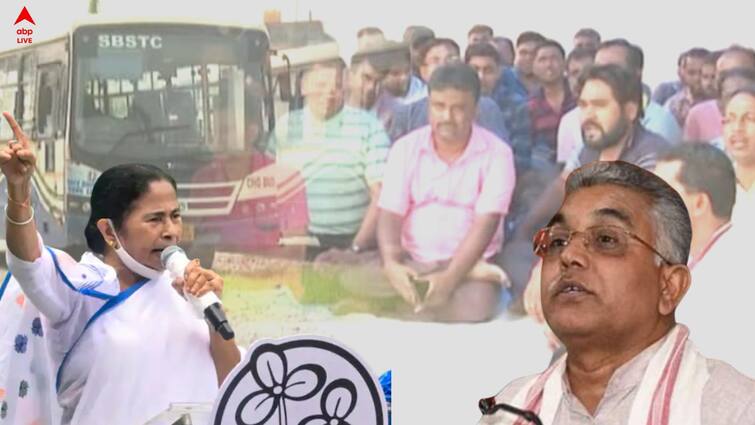 Kolkata News Dilip Ghosh attacks Mamata Banerjee s Govt on Bus Strike Dilip Ghsoh: 'অস্থায়ী কর্মীদের কে নিয়োগ দিয়েছিল ?', রাজ্যে পরিবহণ সঙ্কটে প্রশ্ন দিলীপের