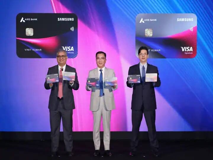 Samsung Axis Bank Visa Credit Card Launched Check Out Fee Benefits Offers How To Get It know all details Samsung Axis Bank Visa Credit Card: ਸੈਮਸੰਗ ਨੇ ਐਕਸਿਸ ਬੈਂਕ ਨਾਲ ਮਿਲ ਕੇ ਲਾਂਚ ਕੀਤਾ ਕ੍ਰੈਡਿਟ ਕਾਰਡ, ਕੰਪਨੀ ਦੇ ਹਰ ਪ੍ਰੋਡਕਟ 'ਤੇ ਮਿਲੇਗੀ ਇੰਨੀ ਛੋਟ!