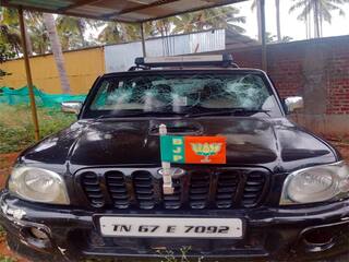 தேனி: சின்னமனூரில் பாஜக பிரமுகரின் கார் கண்ணாடி உடைப்பு