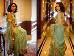 Sobhita Dhulipala Looks Ravishing In An Olive Green Saree For Ponniyin Selvan Promotions, See PICS