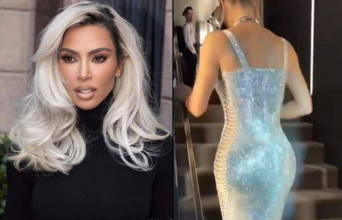Actress kim kardashian wear tight dress and faced problem in walking video viral  Kim Kardashian એ પહેર્યો એટલો બધો ટાઈટ ડ્રેસ કે ચાલવુ પણ મુશ્કેલ બન્યું, જુઓ વાયરલ વીડિયો