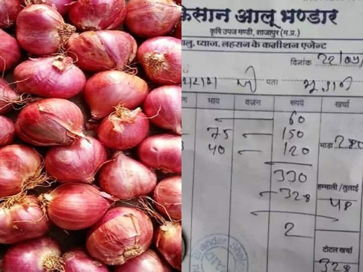 MP Onion Price On selling 300 kg of onion, only two rupees tears IN eyes of farmer Shajapur MP Onion Price: 300 किलो प्याज बेचने पर मिले सिर्फ दो रुपये, कीमत देखकर किसान के आंखों से छलके आंसू