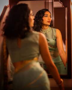 Sobhita Dhulipala Looks Ravishing In An Olive Green Saree For Ponniyin Selvan Promotions, See PICS