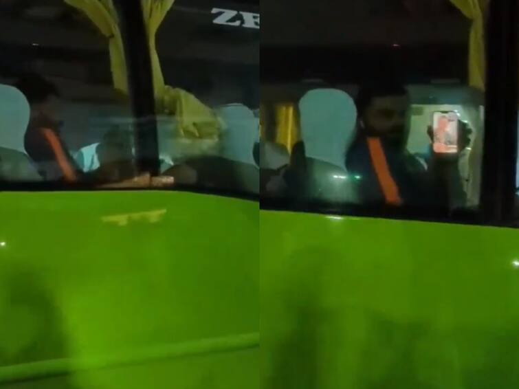 IND vs SA: Indian Cricketer Virat kohli showing phone to fans while going in bus after First T20I against South Africa-Watch Watch Video: தென்னாப்பிரிக்காவிற்கு எதிராக வென்ற பிறகு பேருந்திலிருந்து கோலி ரசிகர்களை நோக்கி காட்டிய போன்.. வைரல் வீடியோ