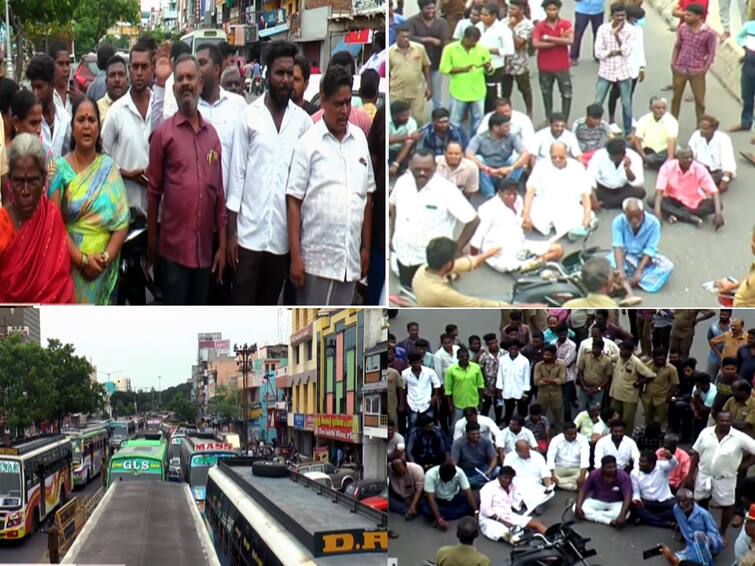 puducherry Power cuts in many places due to strike by electricity workers Public on strike TNN புதுச்சேரியில் மின் ஊழியர்கள் போராட்டத்தால் பல இடங்களில் மின்தடை - பொதுமக்கள் சாலை மறியல்