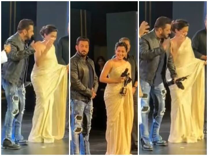 Salman Khan Dance On Saami Saami with Rashmika Mandanna, watch viral video Rashmika Mandanna के साथ Salman Khan ने जमकर किया 'सामी-सामी' पर डांस, वायरल हो रहा वीडियो