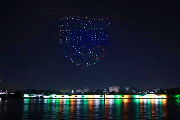 Spectacular Drone Show in Ahmedabad as the City Prepares for the National Games Opening National Games 2022: ਅਹਿਮਦਾਬਾਦ ਦੇ ਸਾਬਰਮਤੀ ਰਿਵਰਫਰੰਟ 'ਤੇ ਡਰੋਨ ਸ਼ੋਅ ਦਾ ਆਯੋਜਨ