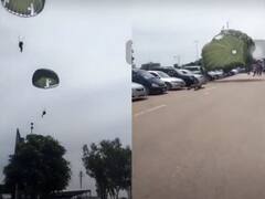 स्वतंत्रता दिवस की प्रैक्टिस पर लैंडिंग जोन से बाहर गिरे नाइजीरियाई जवान, कोई लटका पेड़ पर तो कोई गिरा गाड़ी में