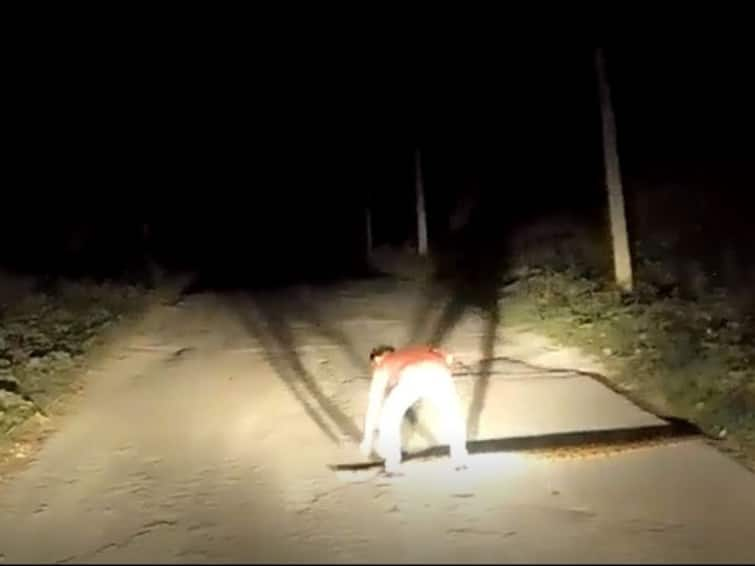 Man Moves Large Snake Merely With His Hands In A Spine Chilling Video Viral News: রাস্তায় শুয়ে দৈত্যাকার সাপ, হেলায় দুহাত দিয়ে সরালেন পথযাত্রী! ভাইরাল ভিডিও