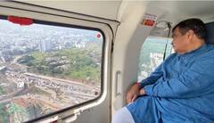 Nitin Gadkari :   नितीन गडकरींचा हवाई दौरा; चांदणी चौकातील कामाची केली हेलीकॉप्टरमधून पाहणी, पाहा फोटो...