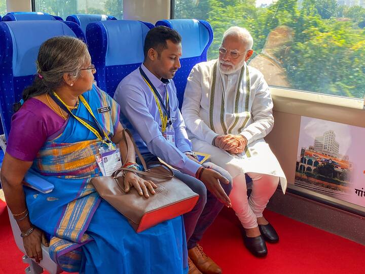 The third Vande Bharat Express in the country connects the capital cities of Maharashtra and Gujarat. The first such train was started on New Delhi-Varanasi route, while the second one on New Delhi-Shri Mata Vaishno Devi Katra route. (Source: PTI)