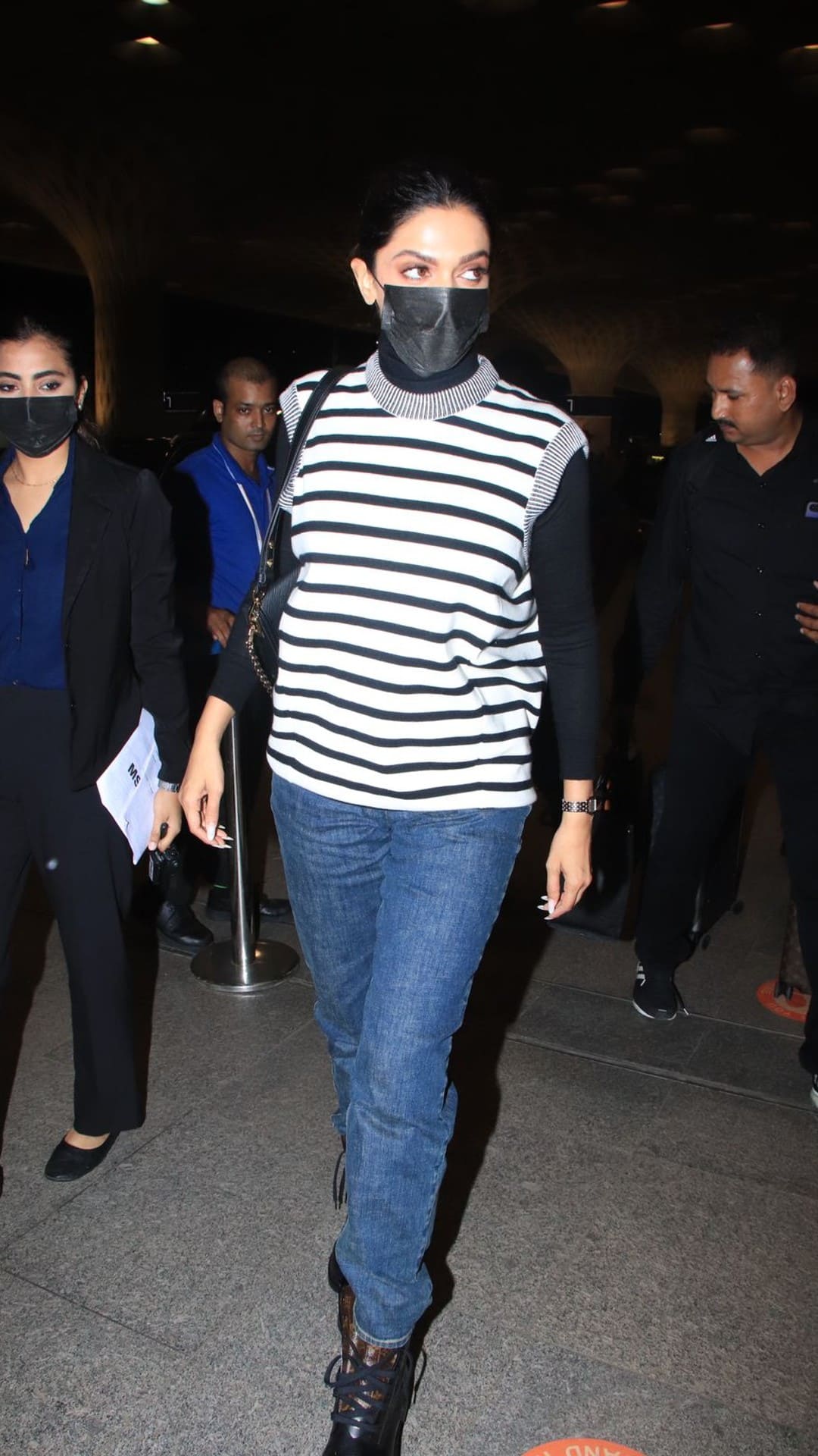 Deepika Padukone looks stunning a blue crochet sweater as she gets clicked  at the airport