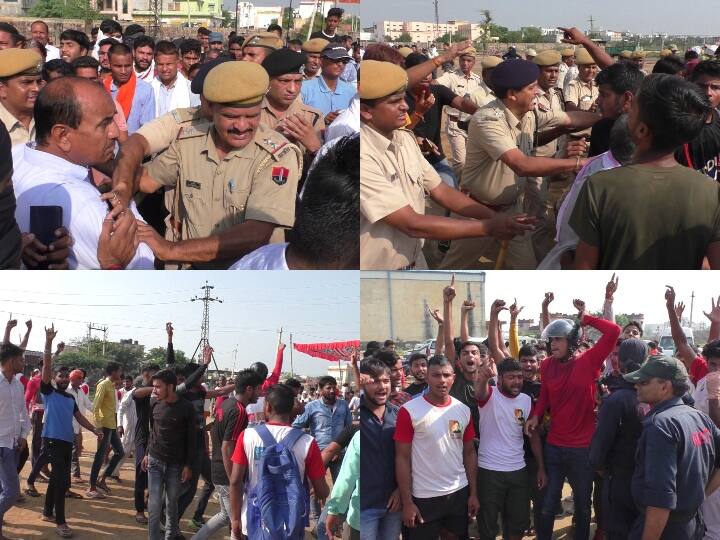 Rajiv Gandhi Rural Olympic Games became battleground in Bharatpur minister Vishvendra Singh returned to see clash ANN Bharatpur: भरतपुर में जंग का मैदान बना राजीव गांधी ग्रामीण ओलंपिक खेल, हंगामा देख वापस लौटे मंत्री विश्वेंद्र सिंह