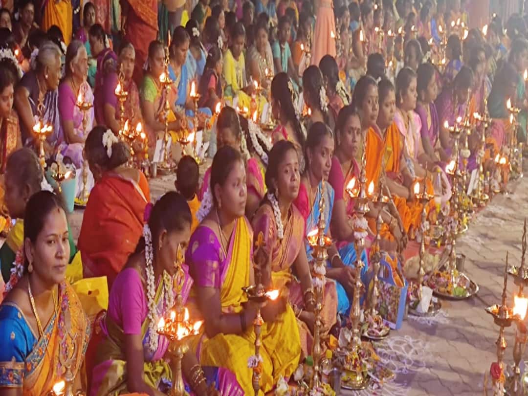 madurai: 508 lamp pooja held in Madakulam village Shri Kapaleeshwari Amman temple TNN மதுரை மாடக்குளம் ஸ்ரீ கபாலீஸ்வரி கோயில் 508 விளக்கு பூஜை - திரளான பெண்கள் பங்கேற்பு