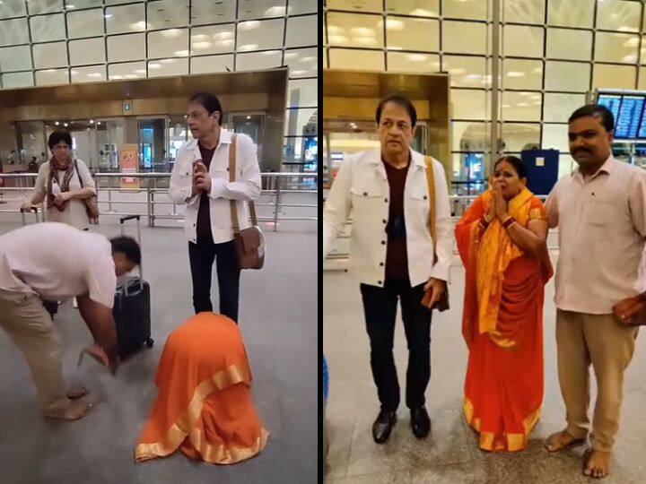 Ramayan fame Arun Govil Feet Touch by Women at airport, watch video is here एयरपोर्ट पर महिला ने छूए 'रामायण' फेम अरुण गोविल के पैर, दिल को छू जाने वाला वीडियो वायरल