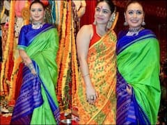 मां दुर्गा के दर्शन के लिए पंडाल पहुंचीं रानी मुखर्जी, ग्रीन साड़ी में दिखीं बेहद खूबसूरत