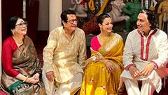 কাঁসর বাজাতে ব্যস্ত ছোট্ট কবীর, মল্লিকবাড়ির পুজোয় সপরিবারে কোয়েল