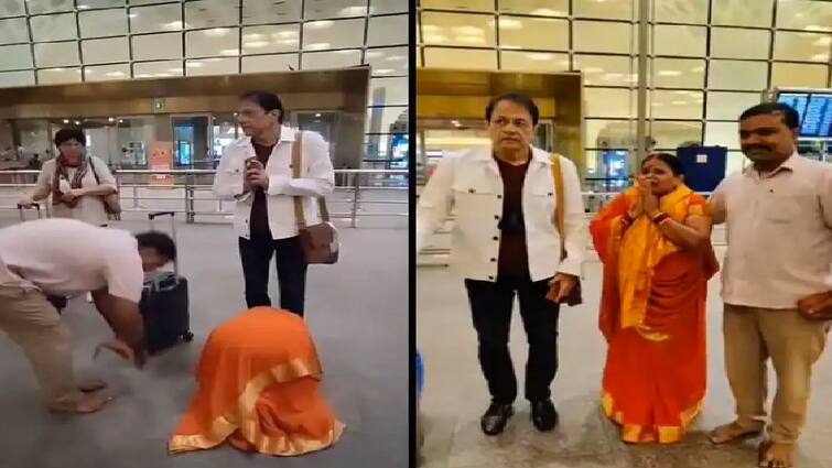 heart touching video of a woman touching the feet of 'Ramayan' famous Arun Govil at the airport has gone viral ਏਅਰਪੋਰਟ 'ਤੇ ਮਹਿਲਾ ਨੇ 'ਰਾਮਾਇਣ' ਪ੍ਰਸਿੱਧ ਅਰੁਣ ਗੋਵਿਲ ਦੇ ਛੂਹੇ ਪੈਰ, ਦਿਲ ਨੂੰ ਛੂਹ ਲੈਣ ਵਾਲਾ ਵੀਡੀਓ ਹੋਇਆ ਵਾਇਰਲ