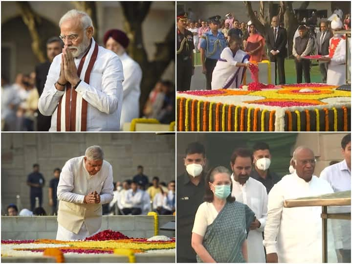 Gandhi Jayanti 2022: Eminent personalities such as President Droupadi Murmu, PM Narendra Modi, Vice President Jagdeep Dhankar, and Congress president Sonia Gandhi paid tributes to 'Bapu' at Raj Ghat.