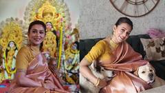 পুষ্পাঞ্জলি, পোষ্যদের সঙ্গে খুনসুটি, কেমন কাটছে মিমির পুজো?
