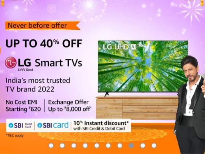Amazon Great Indian Festival Sale LG Smart TV LG 55 inch Smart TV Best 43 inch Smart 55 Inch Ultra HD TV Heavy Discount Amazon Sale: दिवाली से पहले घर लाएं LG का बड़ा स्मार्ट टीवी, अमेजन सेल में मिल रहे हैं आधी कीमत पर