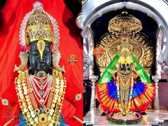 Navratri 2022 : नवरात्रीनिमित्त रुक्‍मिणी मातेला महालक्ष्मी पोशाख तर विठुराया सजला पारंपारिक दागिन्यात