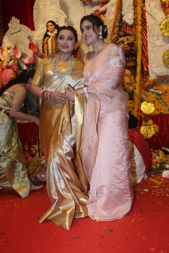 দুর্গাপুজোয় এক ফ্রেমে কাজল-রানি