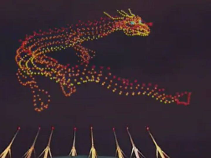 Viral Video marathi news trending video on social media giant dragon created by 1000 drones during geo scan show Viral Video : आकाशात उडताना दिसला महाकाय ड्रॅगन! सत्य जाणून तुम्हीही व्हाल हैराण