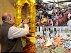 Photos: नवरात्र के आखिरी दिन मंदिरों में उमड़ी भक्तों की भीड़, माता वैष्णो देवी के दरबार पहुंचे अमित शाह, CM योगी ने किया कन्या पूजन