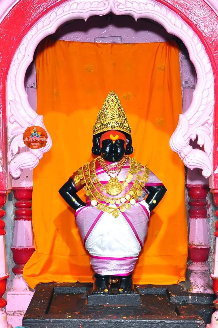 भाळी  वैशिष्ट्यपूर्ण मळवट आणि त्यावर दागिन्याचा साज यामुळे विठ्ठल मंदिरात दुर्गादेवी अवतरल्याचा आभास होत होता.